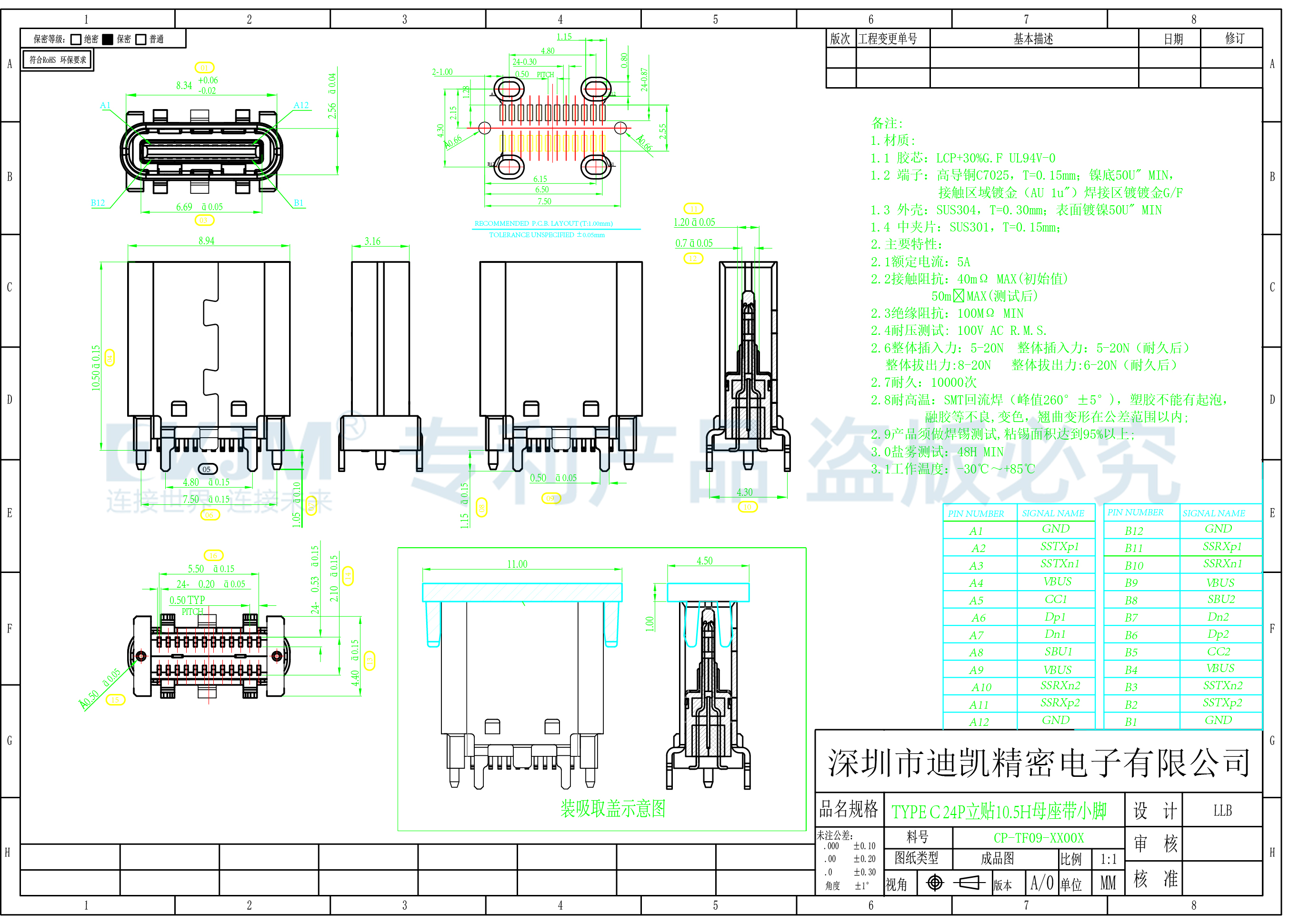 TYPE-C 24P 立貼